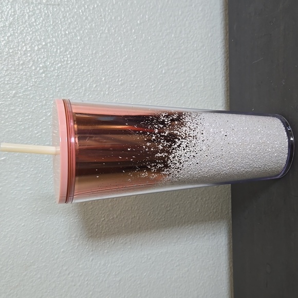 Starbucks 2019 Holiday Cascading Tumbler Mirror Glitter Rose Gold 24 Oz Cold Cup - Picture 2 of 6